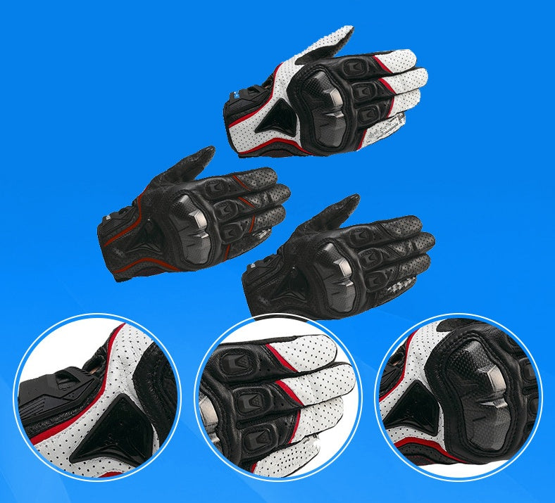 Full leather carbon fiber cycling protective gloves