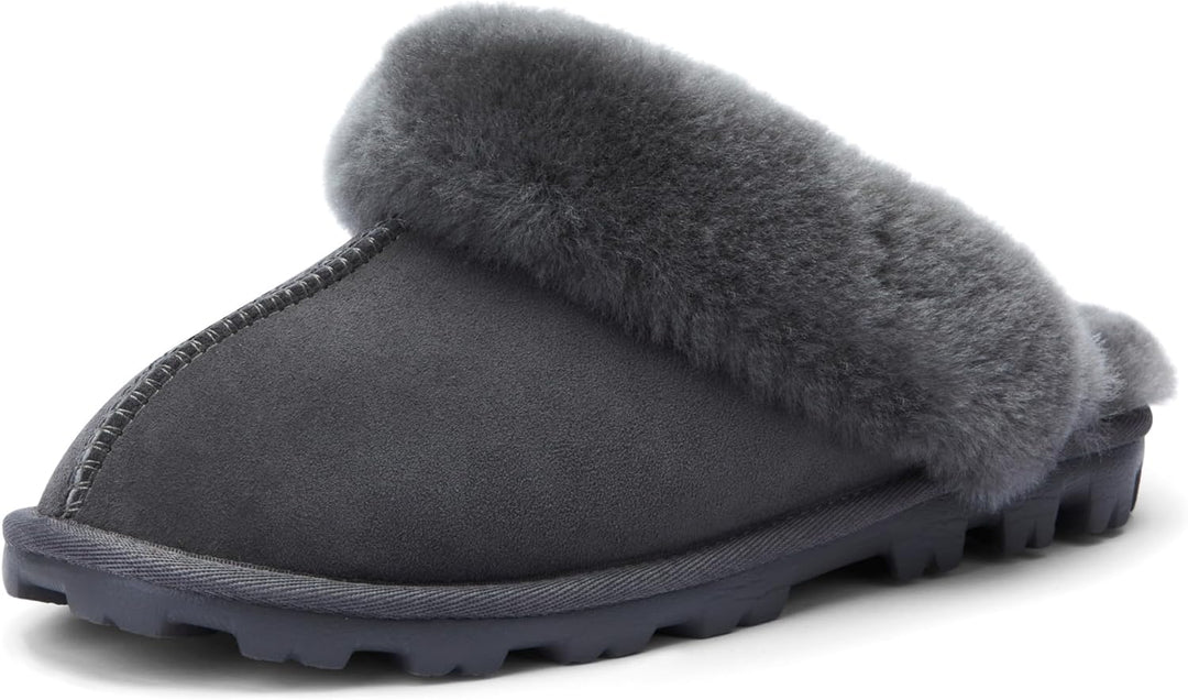 Indulge in Comfort: Women's Genuine Australian Sheepskin Slippers with 8mm Memory Foam and Durable Hard Bottom