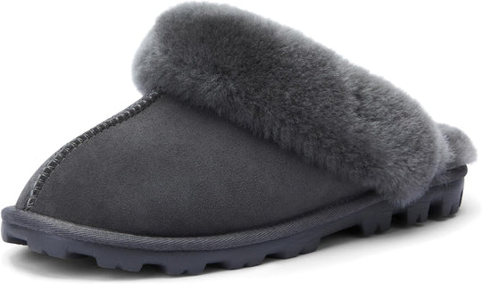 Indulge in Comfort: Women's Genuine Australian Sheepskin Slippers with 8mm Memory Foam and Durable Hard Bottom