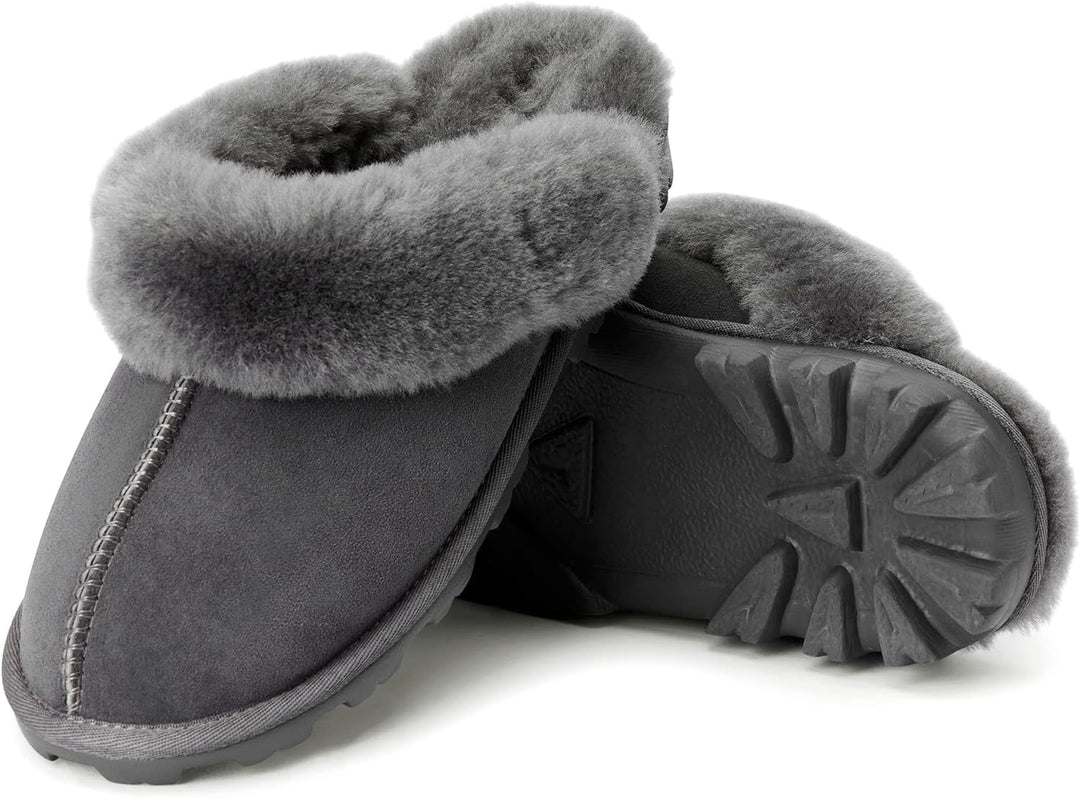 Indulge in Comfort: Women's Genuine Australian Sheepskin Slippers with 8mm Memory Foam and Durable Hard Bottom